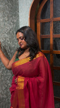 Maroon Mul cotton saree