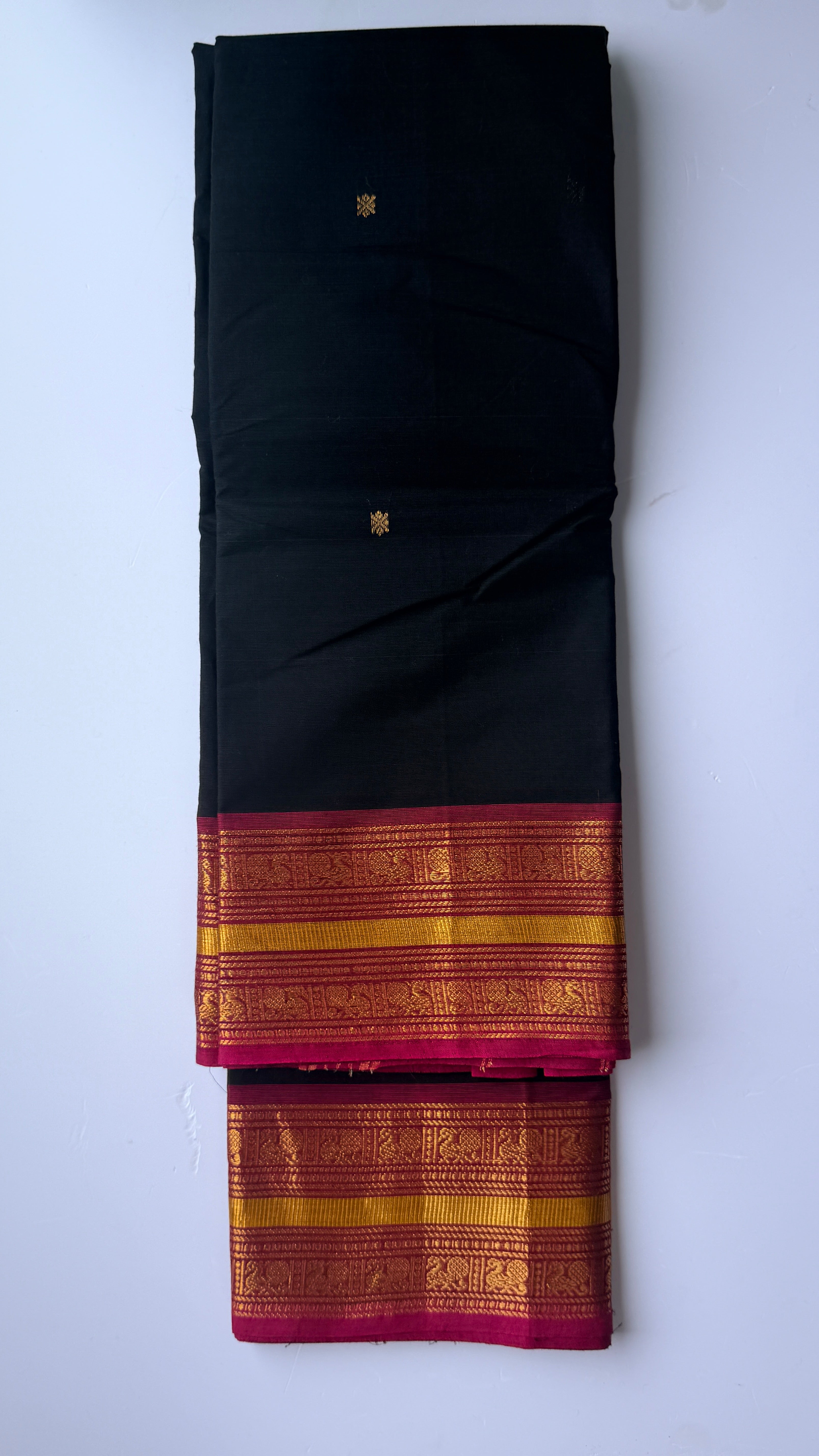 Premium kanchi cotton black pink combination