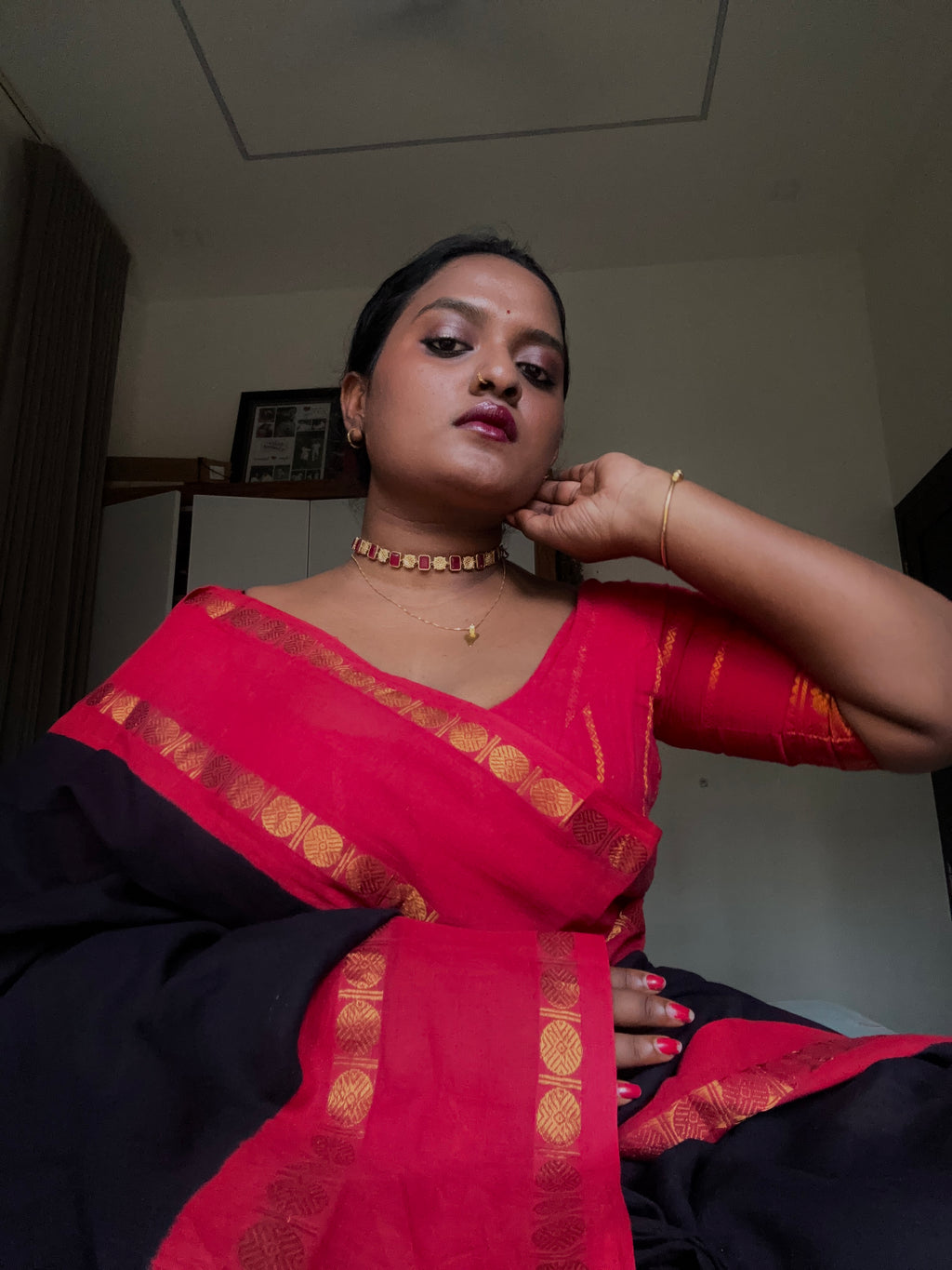 Plain sungudi| Half fine zari