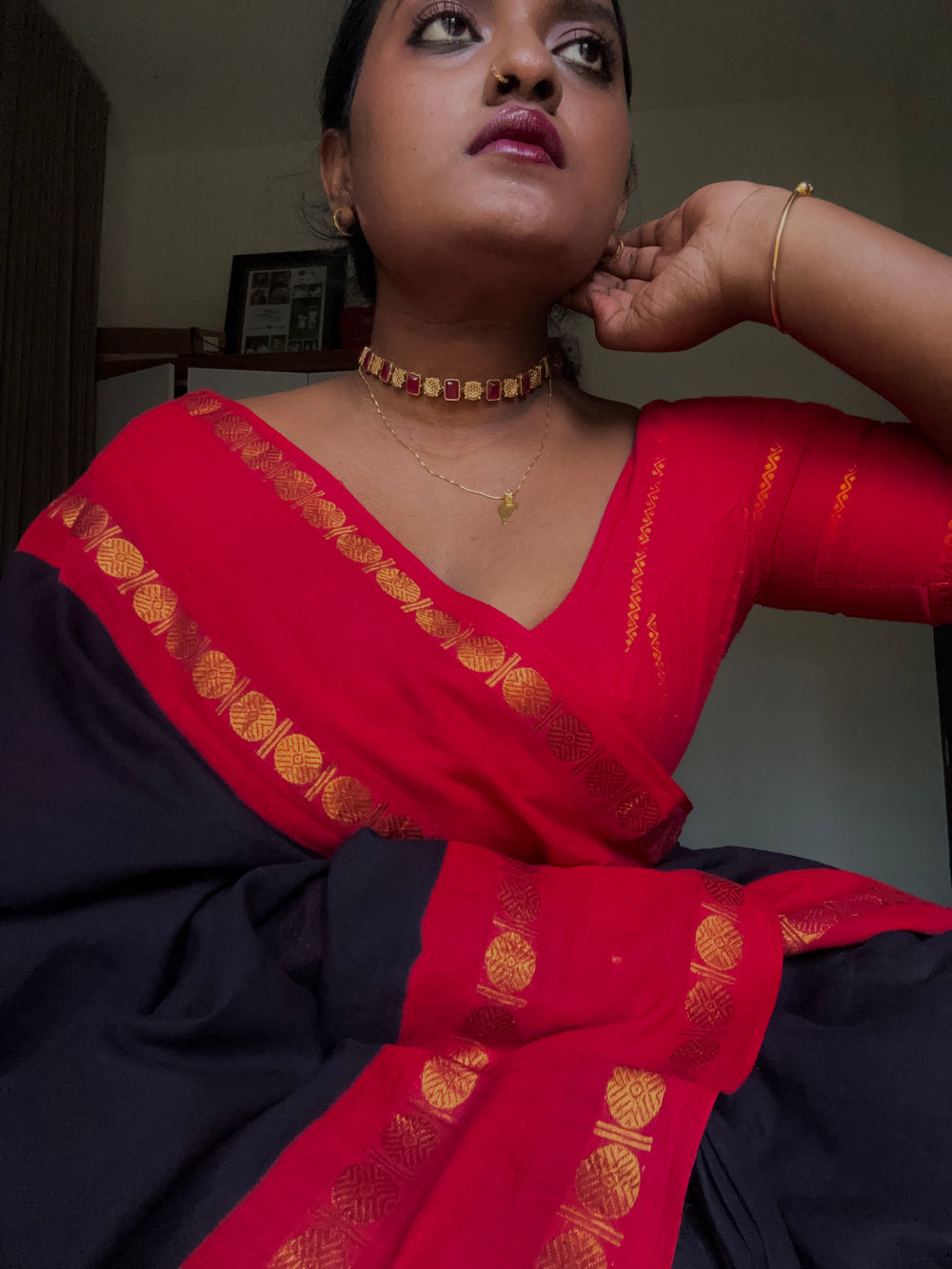 Plain sungudi| Half fine zari