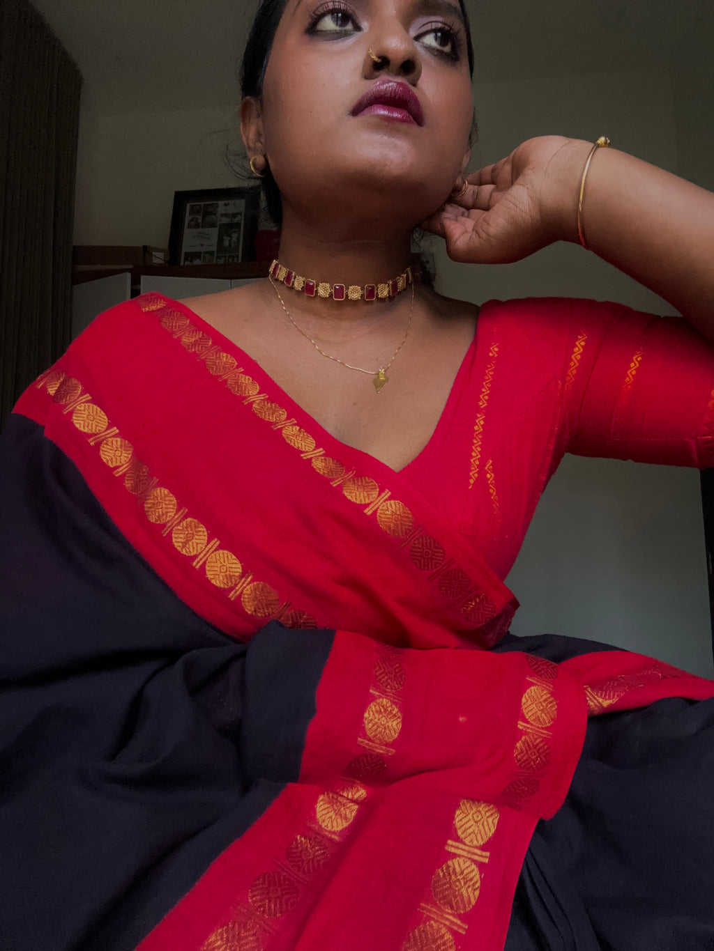 Plain sungudi| Half fine zari