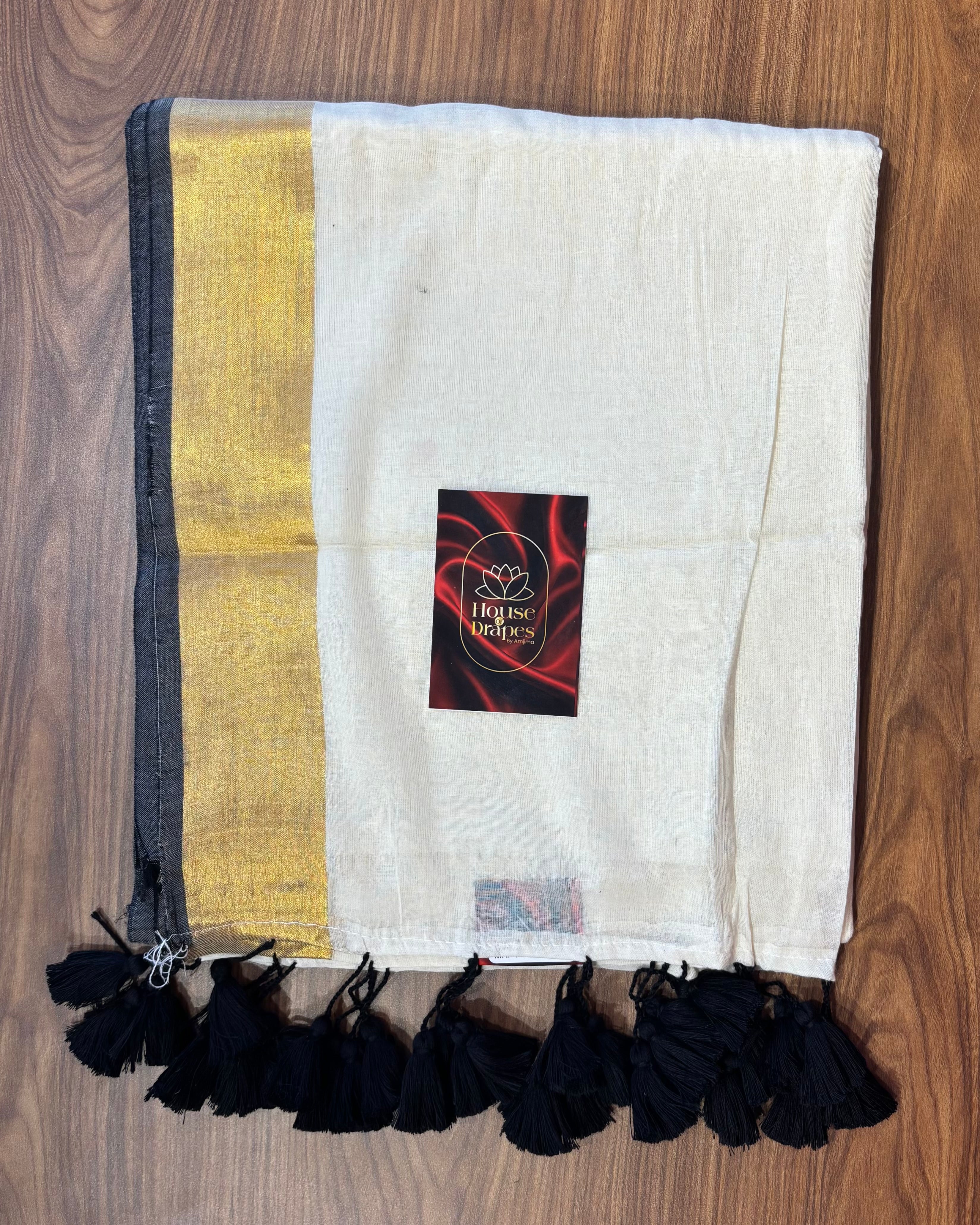 Mul cotton saree with black small border