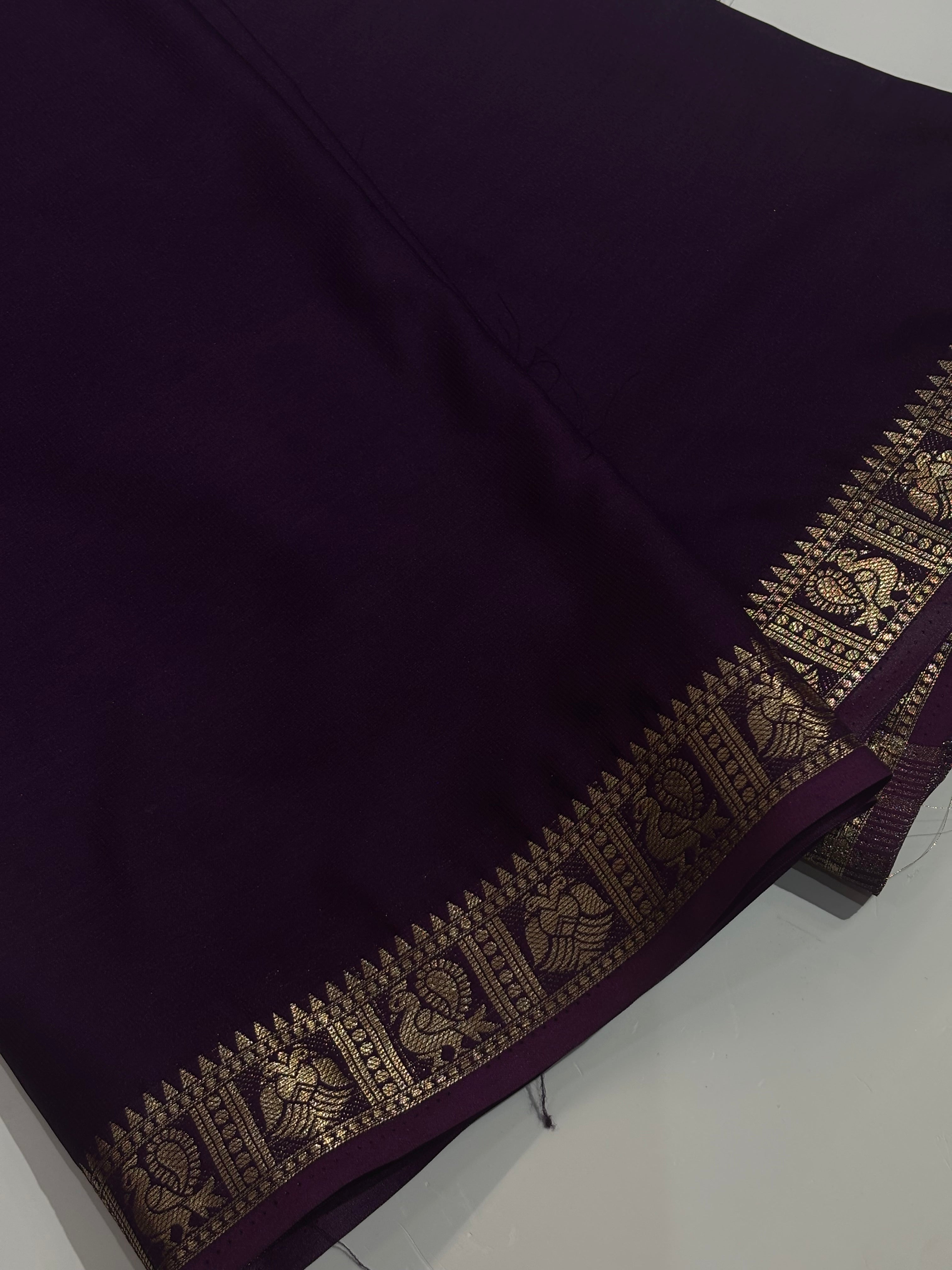 Semi mysore silk dark voilet shade