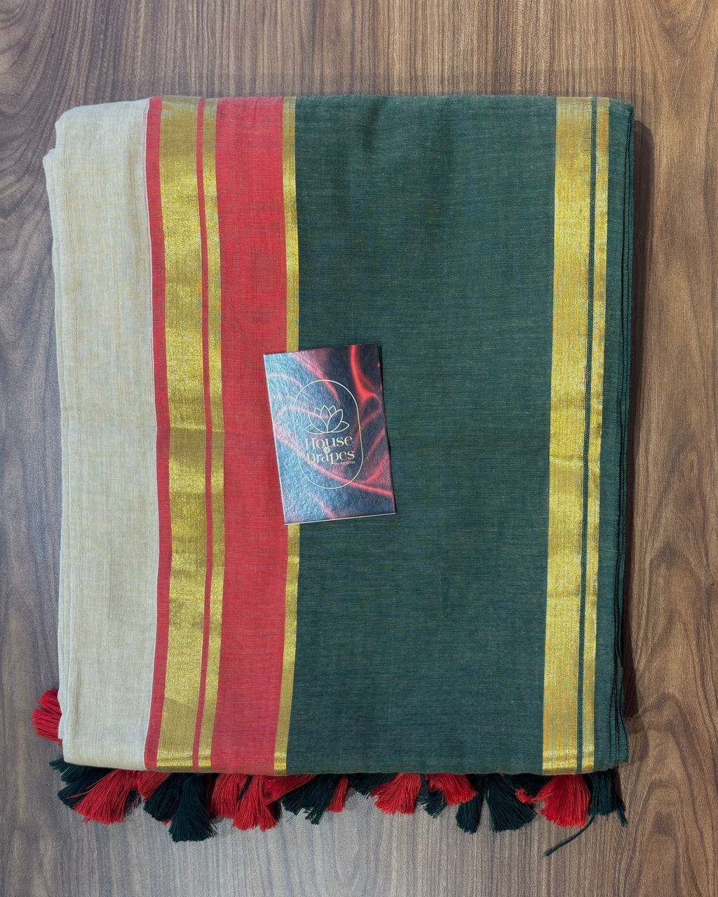 Mul cotton with green and orange border