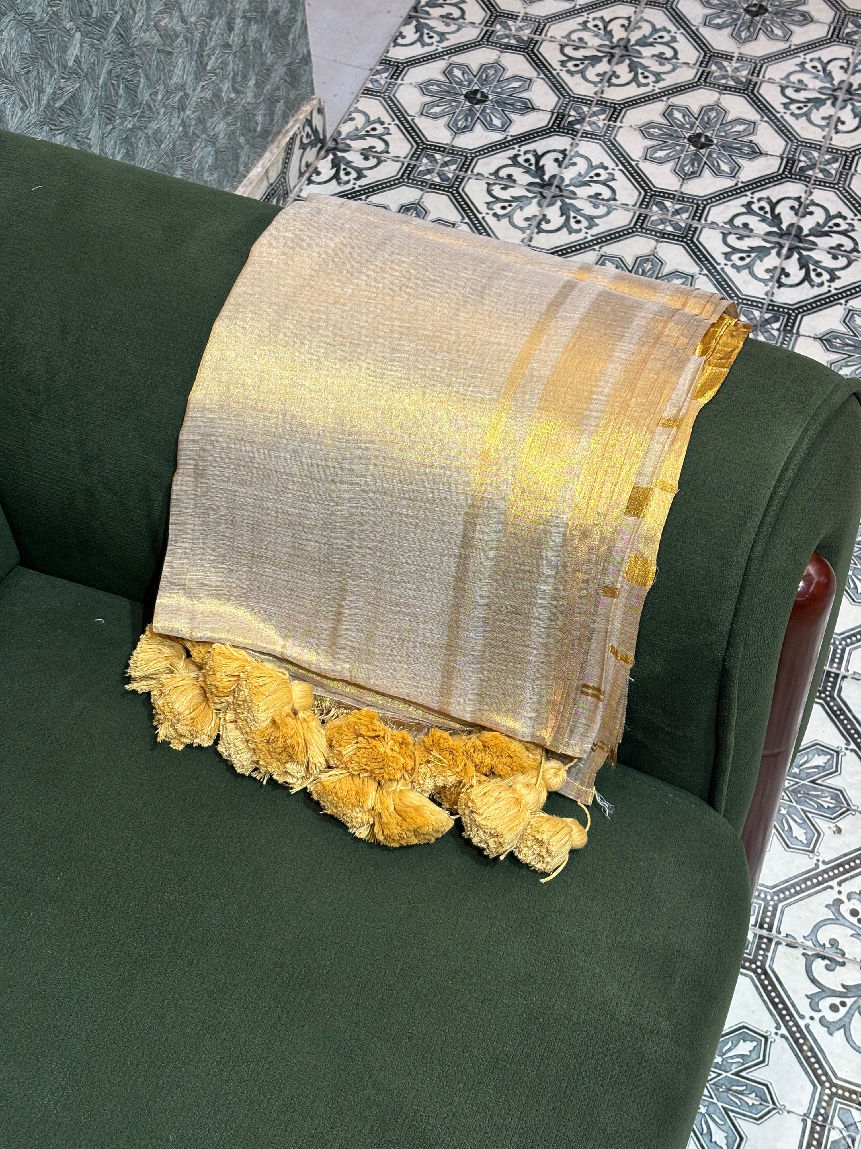 Tissue mull cotton saree