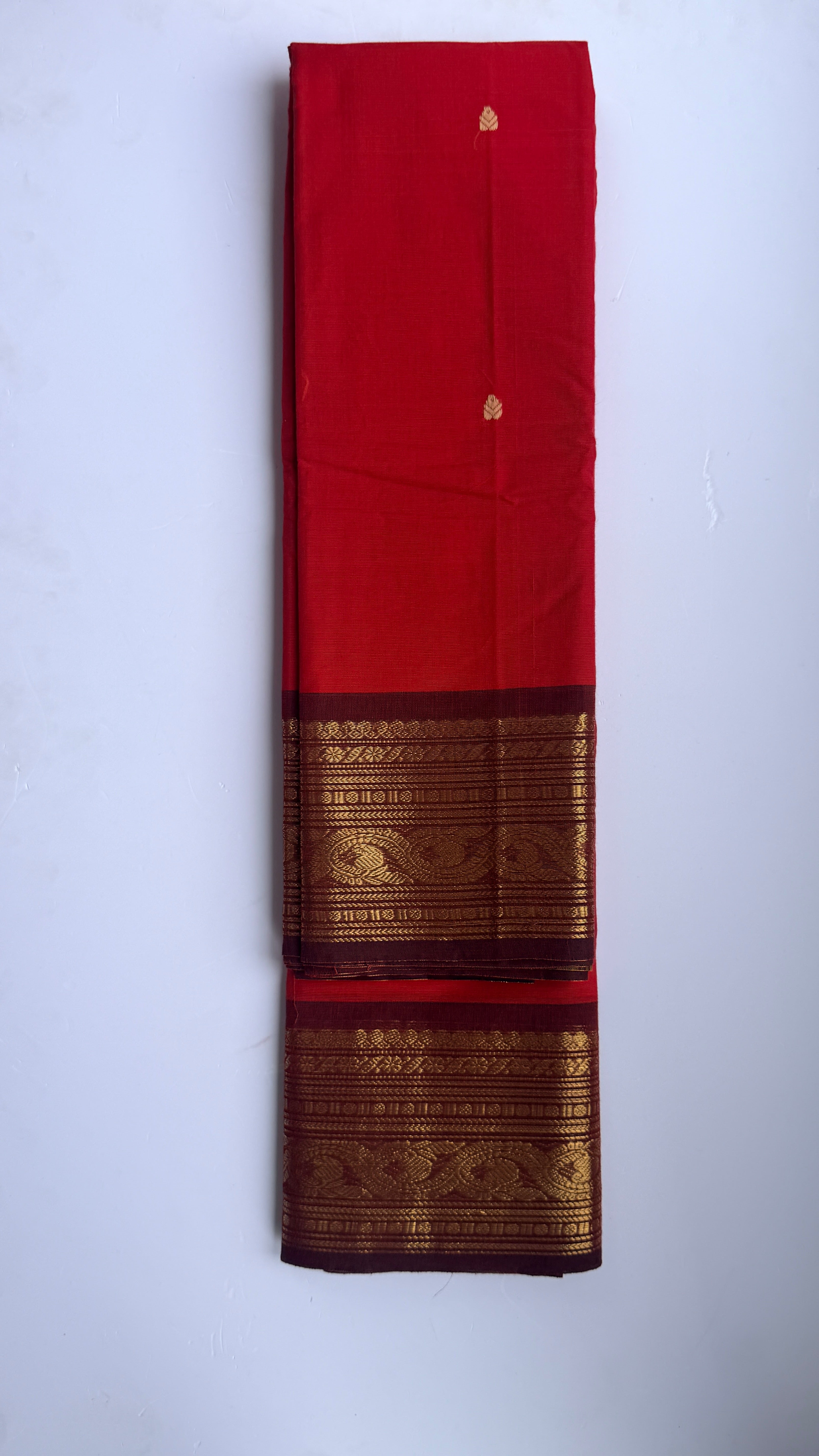 Kanchi cotton red & brown combo