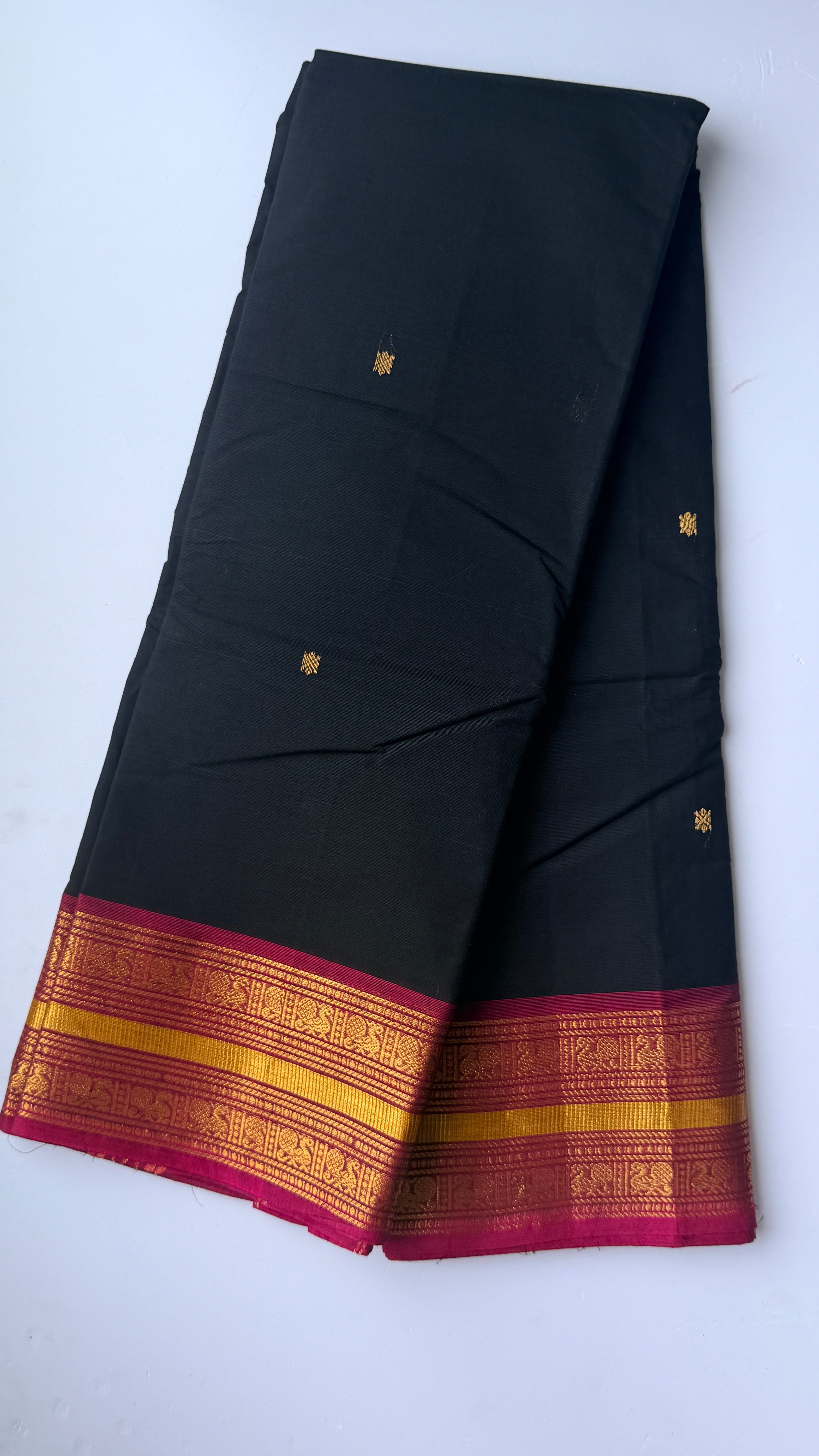 Premium kanchi cotton black pink combination