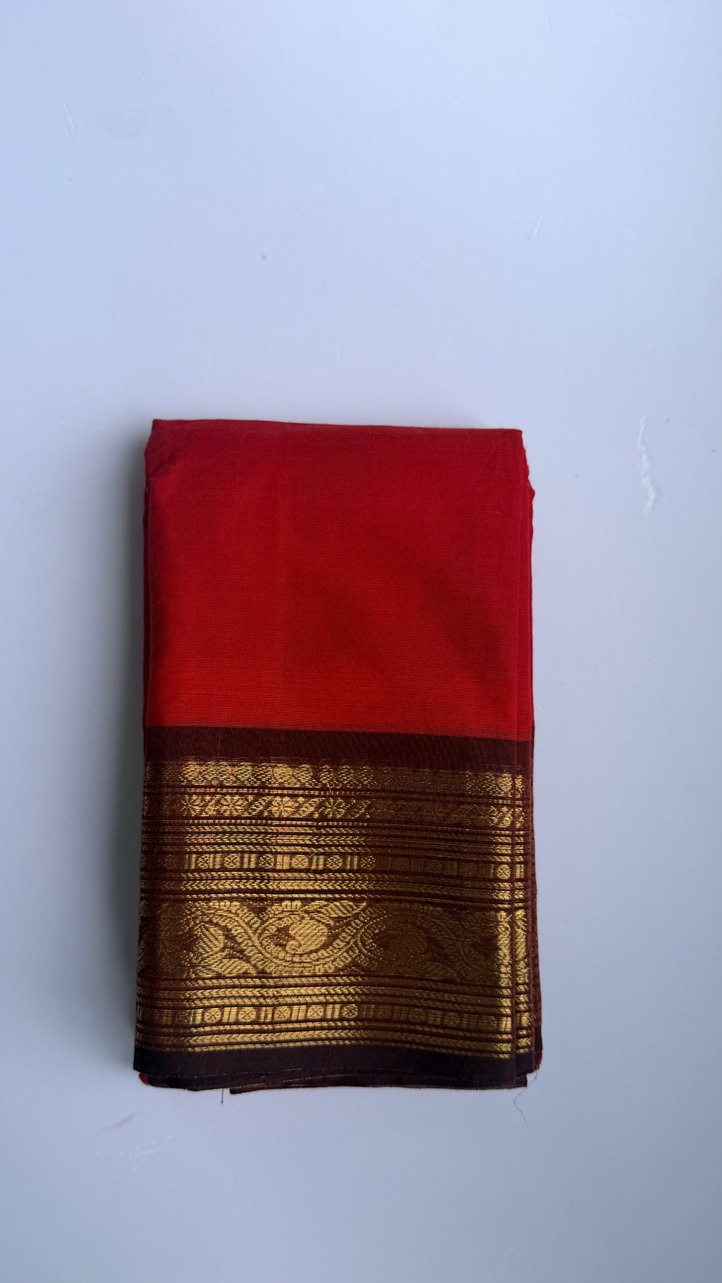 Kanchi cotton red & brown combo