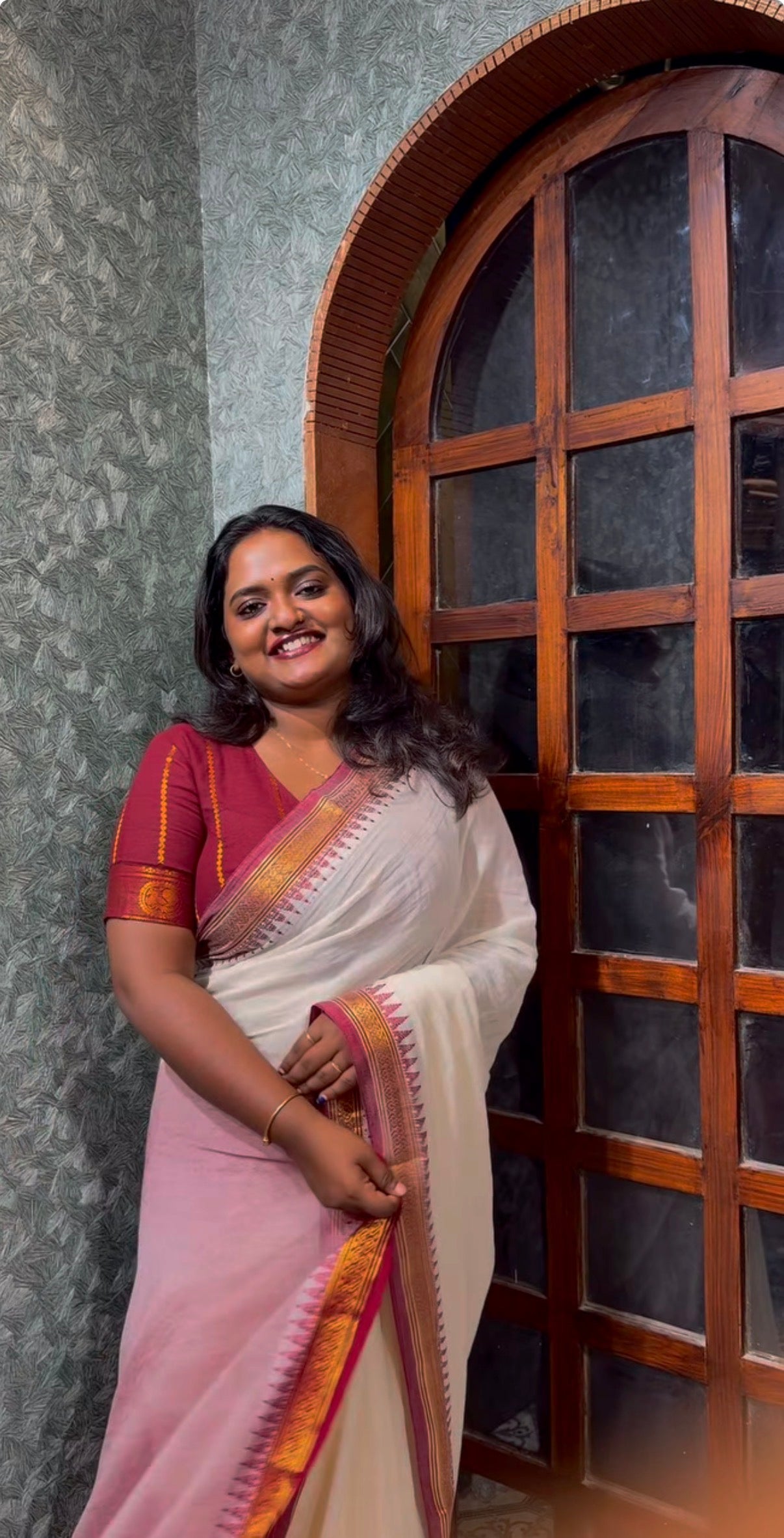 Mul cotton small border saree