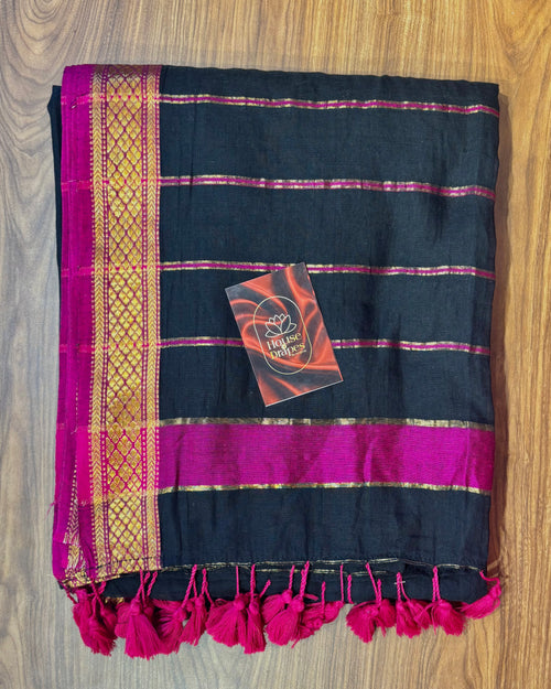 black mul cotton saree