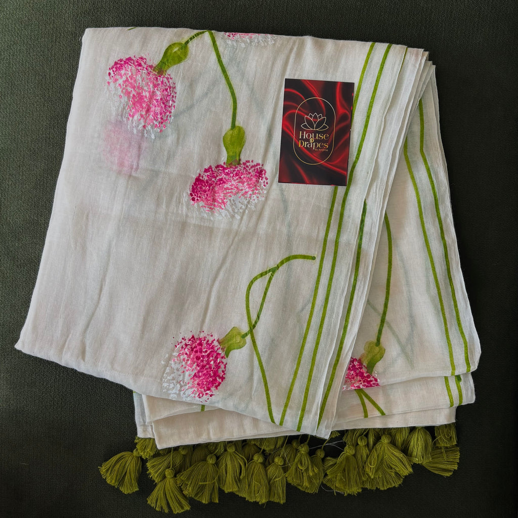 Mul cotton Hand painted saree 1