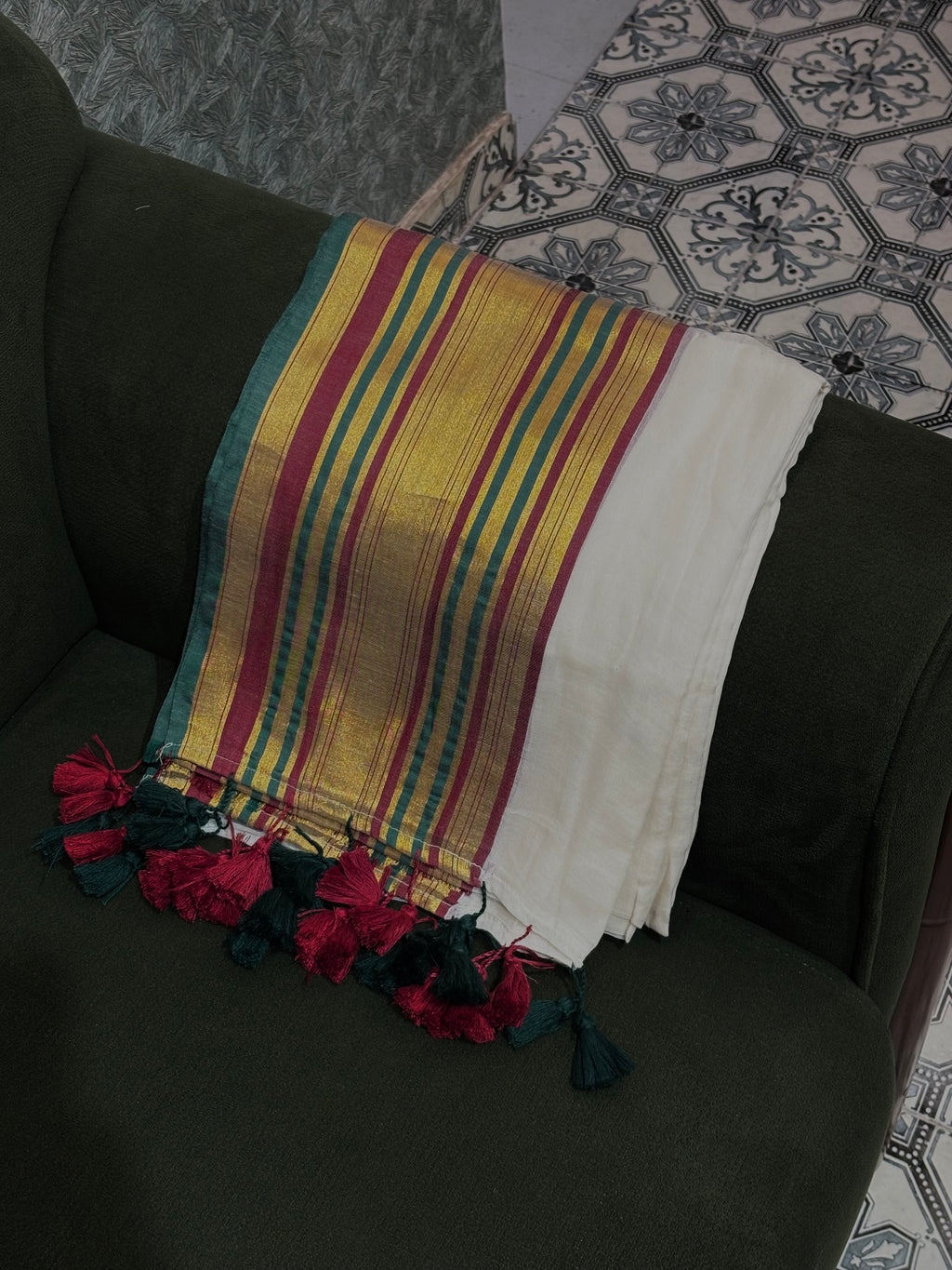 Kanchi border Mul cotton saree