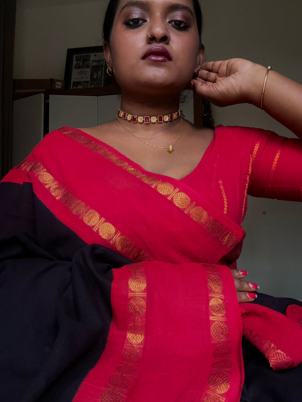 Plain sungudi| Half fine zari