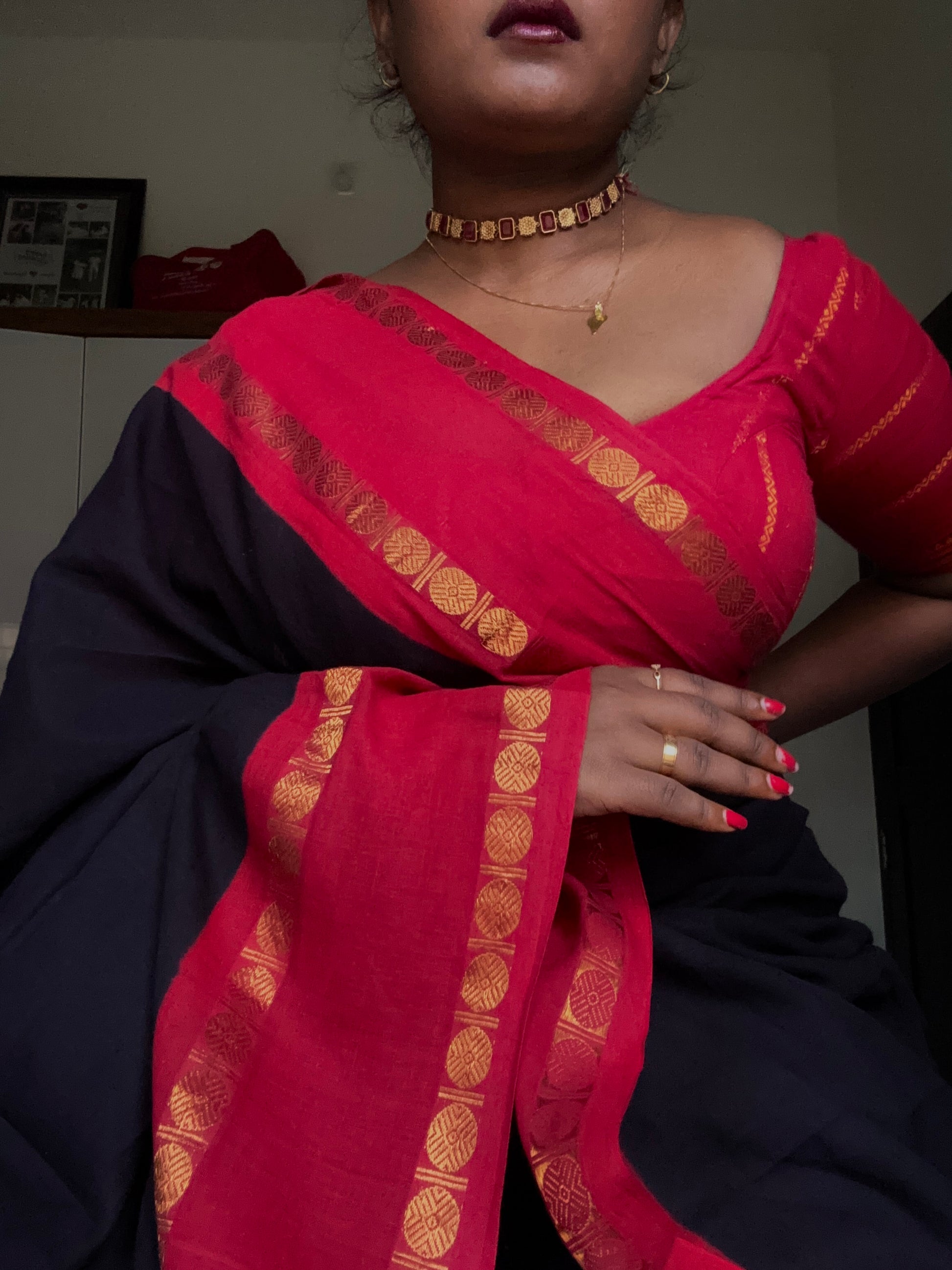 Plain sungudi| Half fine zari