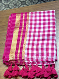 Pink mul cotton saree