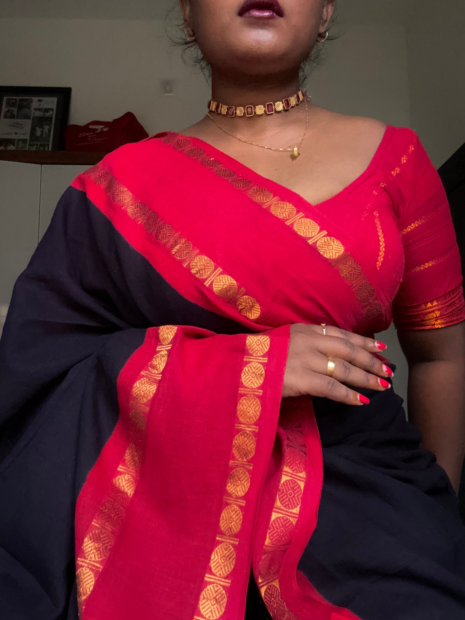Plain sungudi| Half fine zari