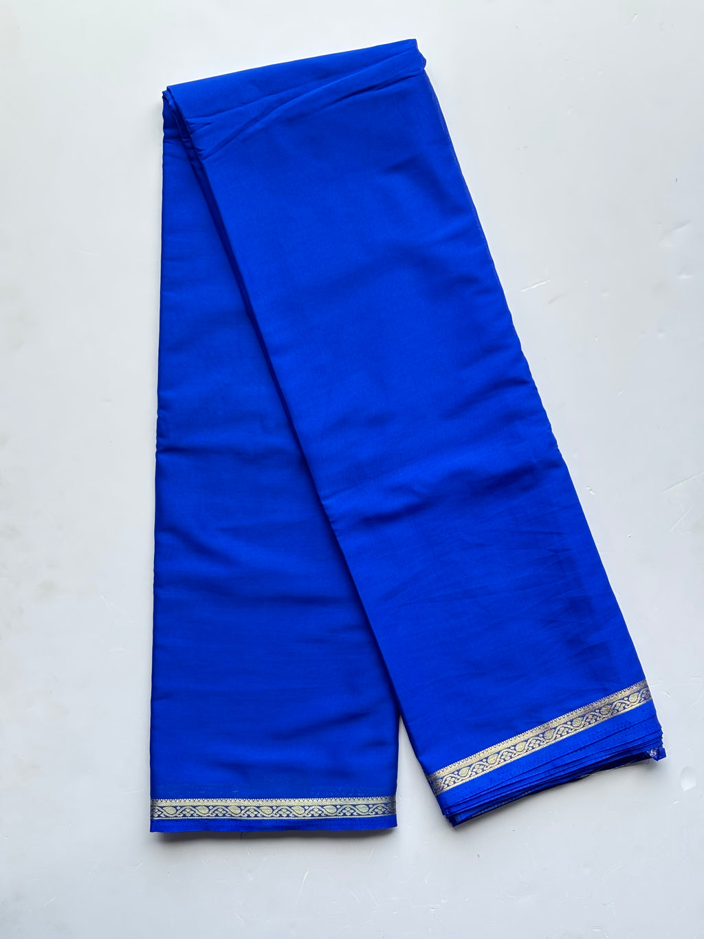 Semi mysore silk | Royal blue small border
