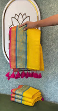 Yellow kanchi border saree