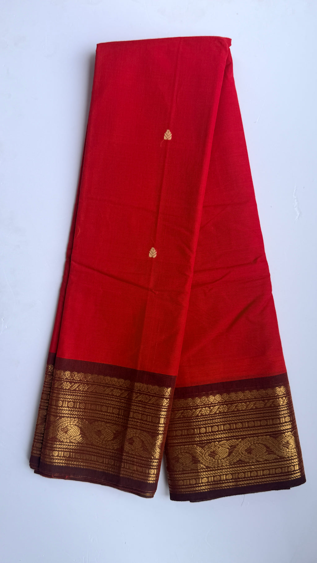 Kanchi cotton red & brown combo