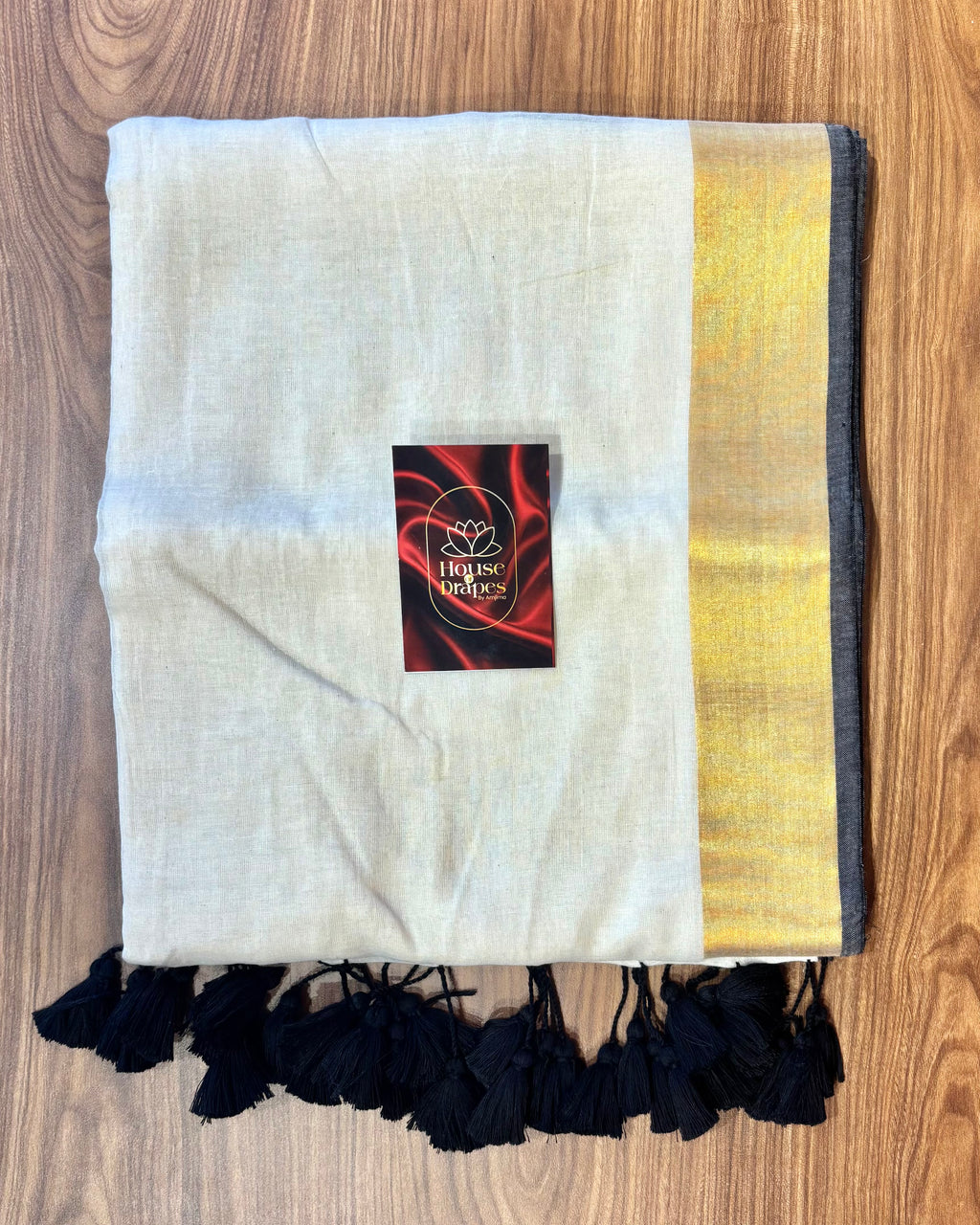 Mul cotton saree with black small border
