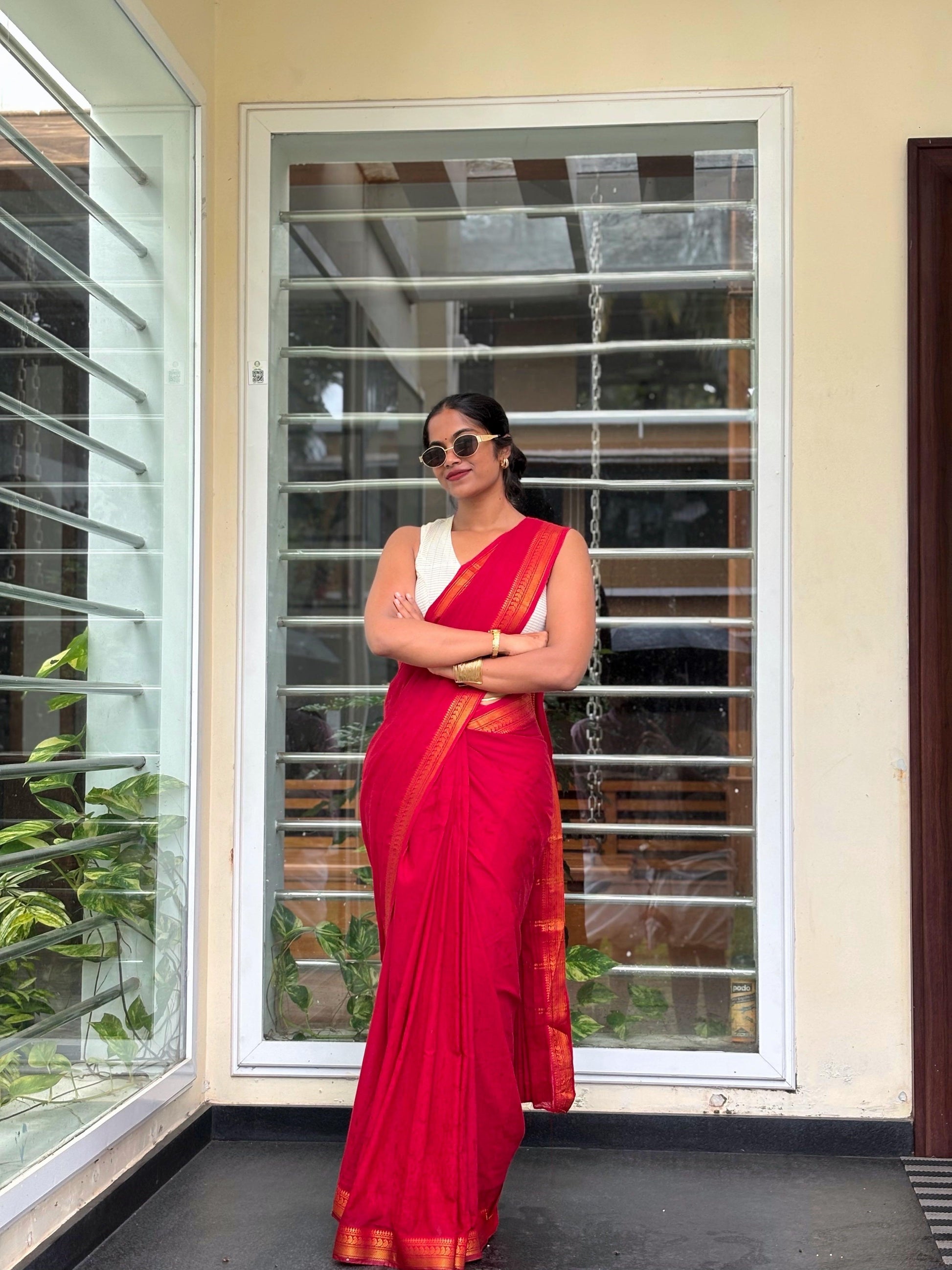 Plain Madurai Sungudi Cotton Saree