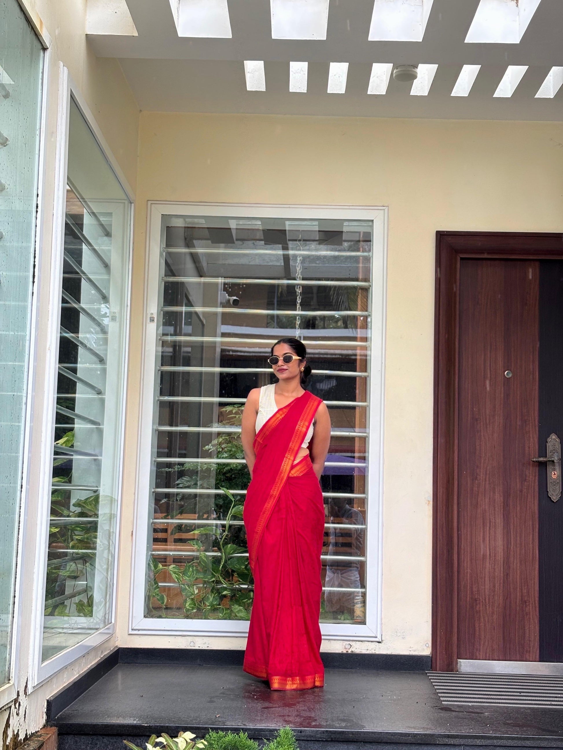 Plain Madurai Sungudi Cotton Saree